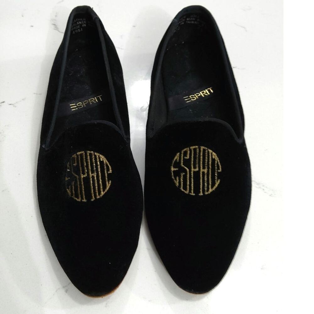 Y2K Esprit velvet luxury loafers size 7.5 womens rare slip on Witchy whimsygoth